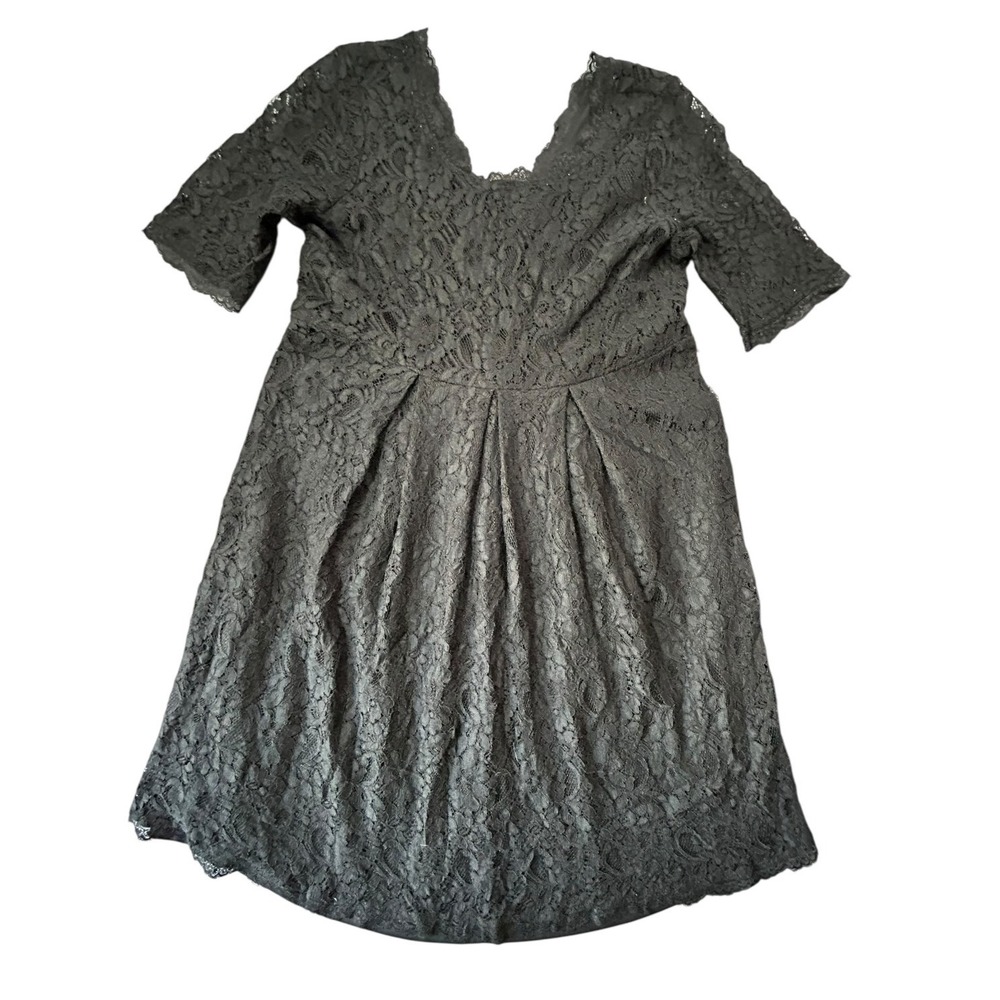 Motherhood Maternity Lace Dress Womens Size Large Black Lined S/S Back Zipper - Picture 4 of 7